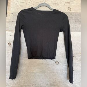 Forever 21 Black Ribbed Long Sleeve Top